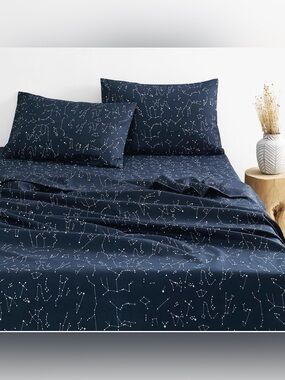 Wake In Cloud - Constellation Bed Sheets, 4-Piece Sheet Set Astrology Twin XL